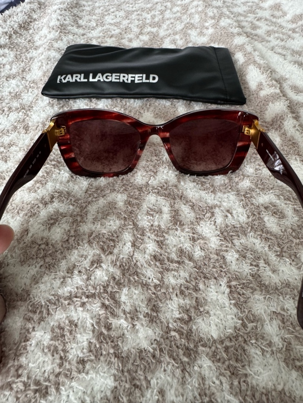 SALE Karl Lagerfeld Burgundy Oversized Women’s Sunglasses - Picture 5 of 7